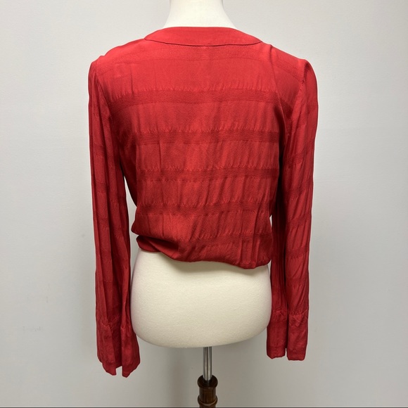 Free People Bell Sleeve Coral Tie Up Top - Picture 4 of 8